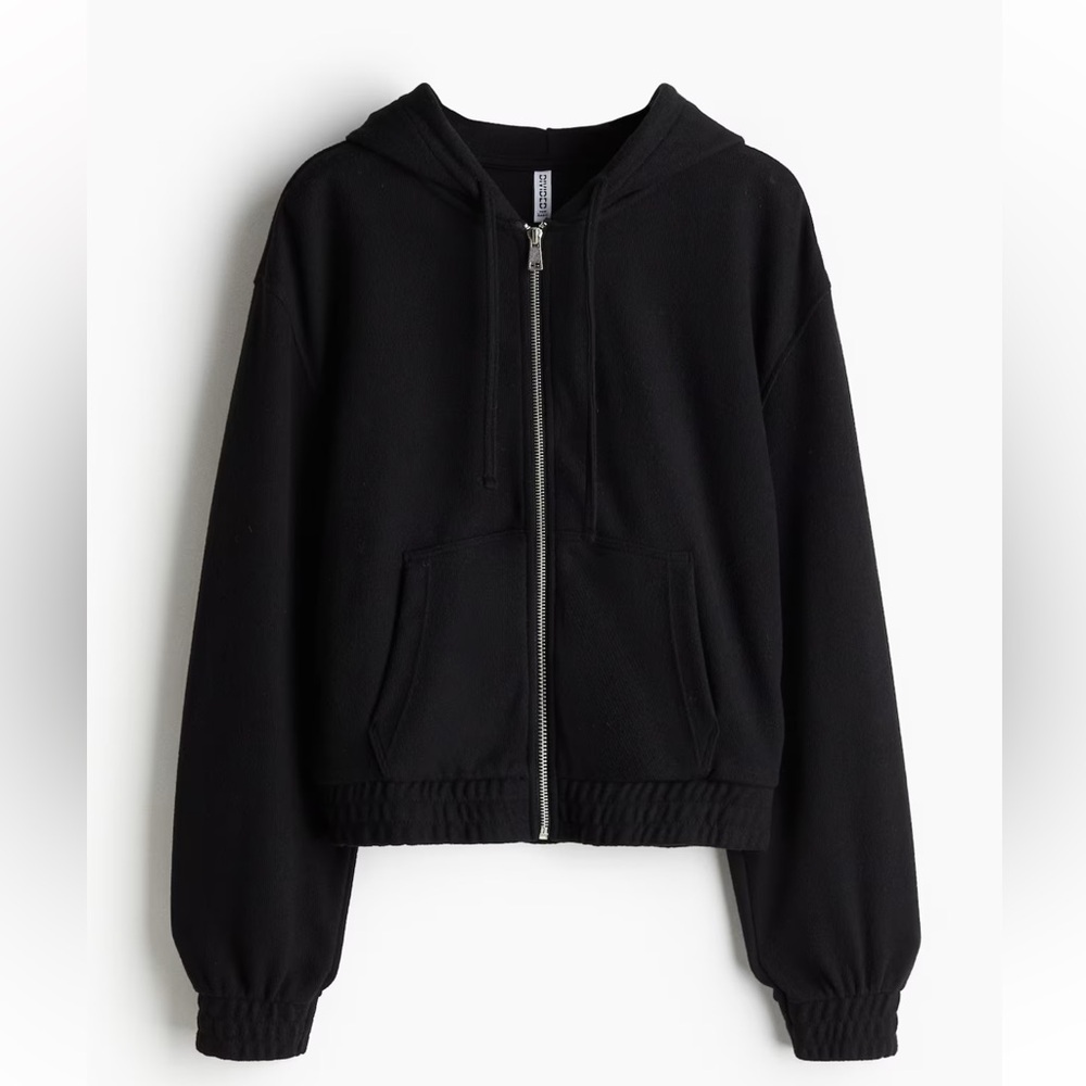 BRAND NEW H&M BLACK JERSEY HOODIE JACKET SIZE XL